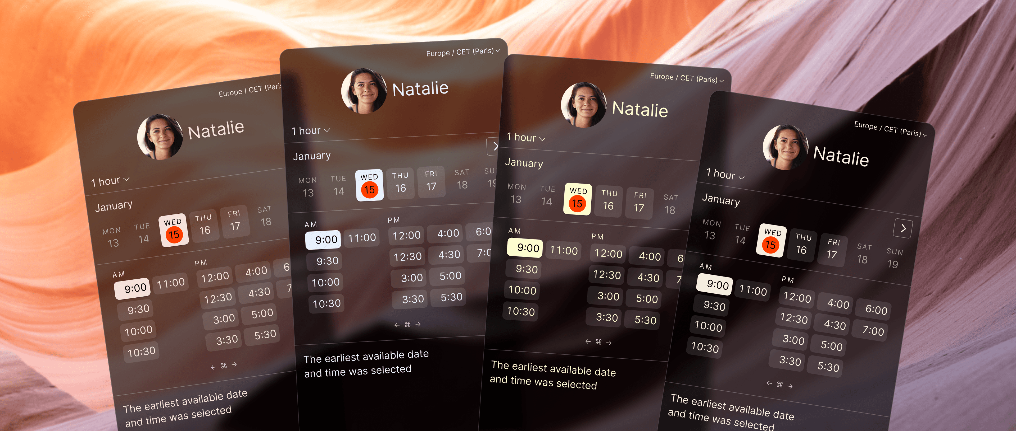 Tinting of booking widget